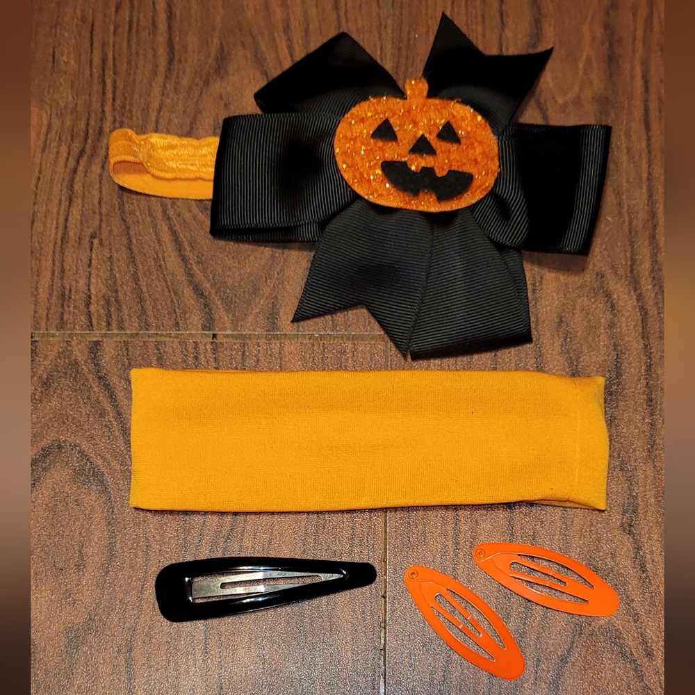 5pc Halloween kids headband and hair clip accessory bundle